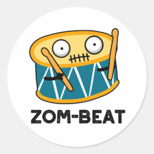 Zom beat Funny Halloween Zombie Drum Pun Runder Aufkleber