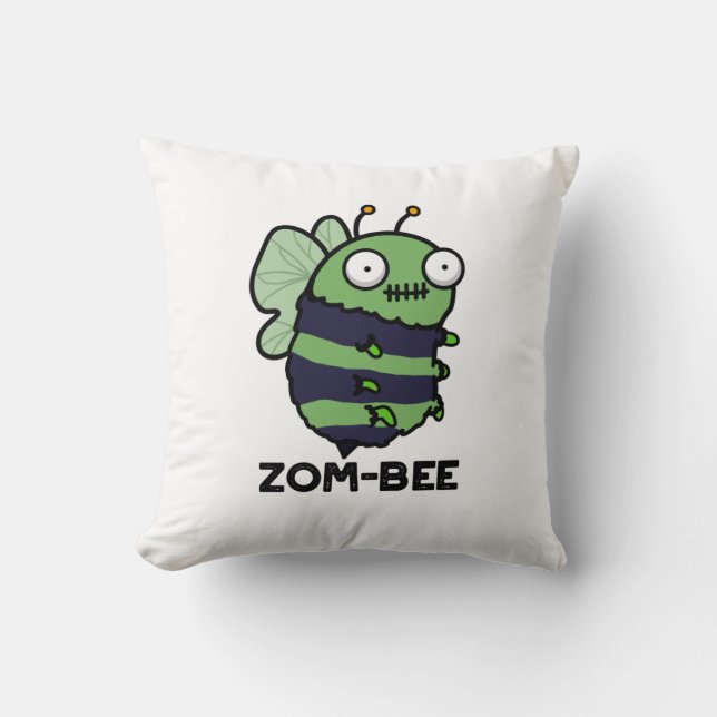 Zom-bee Funny Halloween Zombie Bee Pun Kissen (Vorderseite)