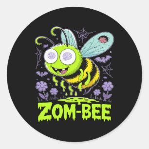 Zom-bee Niedlich Zombie Bee Funny Halloween T-Shir Runder Aufkleber