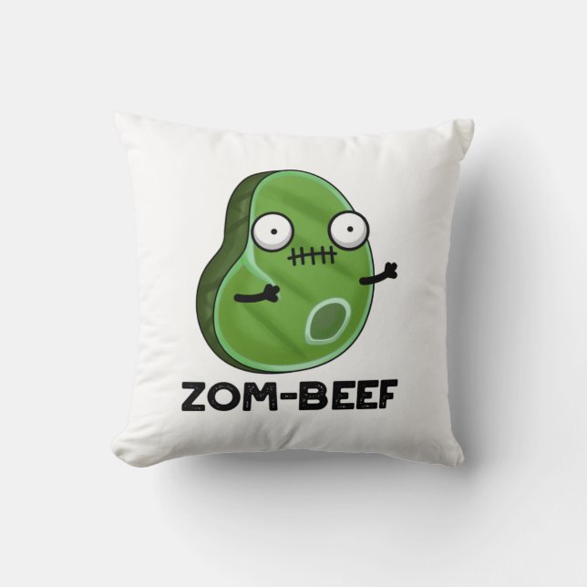 Zom-beef Funny Halloween Zombie Meat Pun Kissen (Vorderseite)