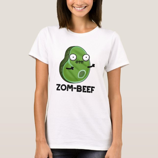 Zom-beef Funny Halloween Zombie Meat Pun T-Shirt (Vorderseite)