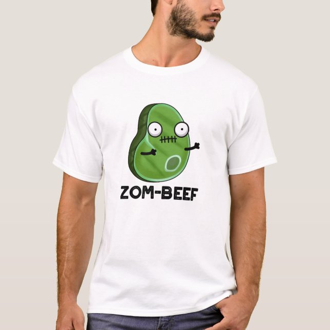 Zom-beef Funny Halloween Zombie Meat Pun T-Shirt (Vorderseite)