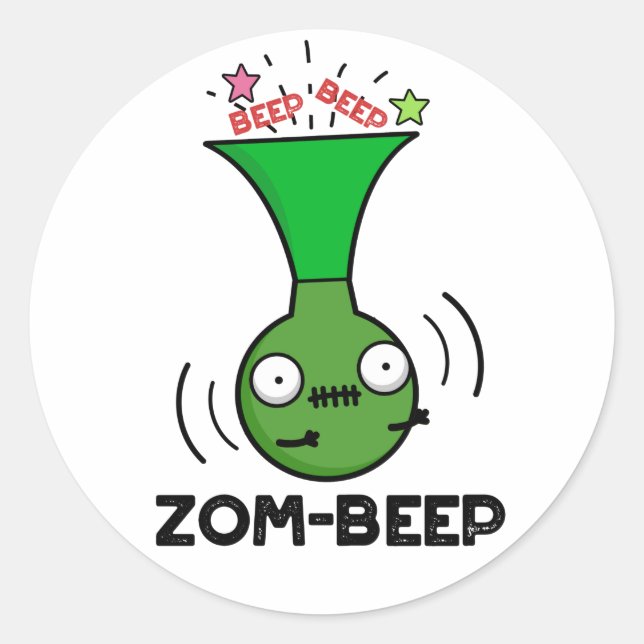 Zom-beep Funny Halloween Zombie Honker Pun Runder Aufkleber (Vorderseite)