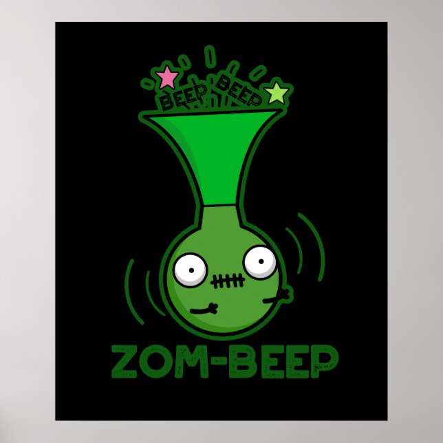 Zom-beep Funny Zombie Honker Pun Dark BG Poster (Vorne)