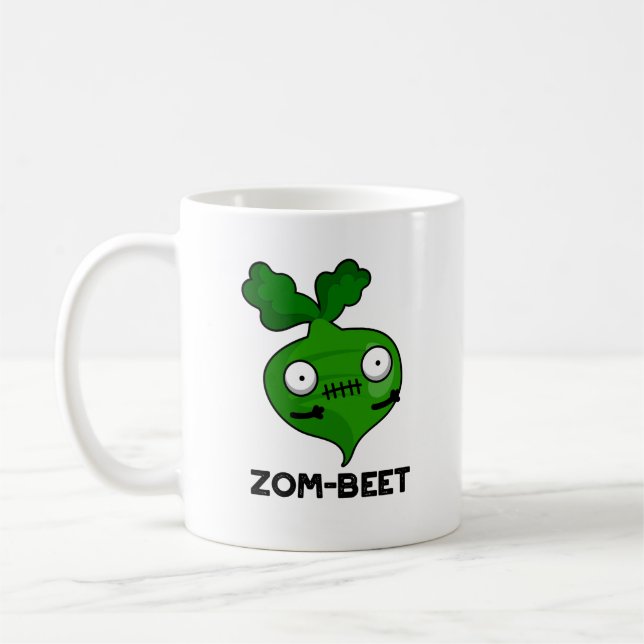 Zom-Beet Funny Halloween Zombie Beet Pun Kaffeetasse (Links)