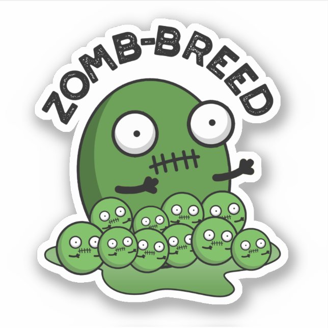 Zom breed Funny Halloween Zombie Breed Pun Aufkleber (Vorderseite)