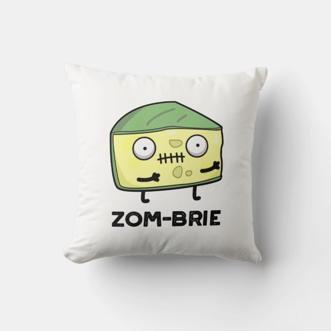 Zom-brie Funny Halloween Zombie Brie Cheese Pun Kissen (Vorderseite)