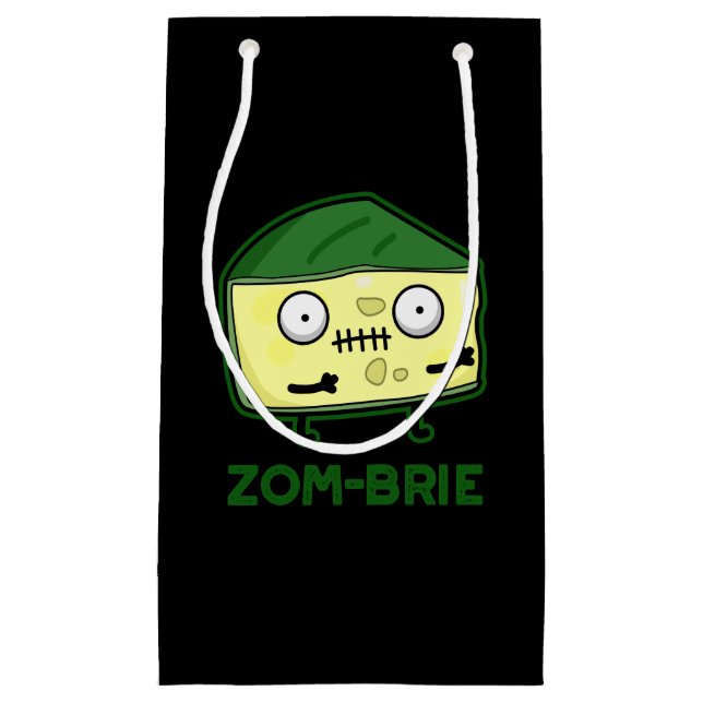 Zom-brie Funny Zombie Pun Dark BG Kleine Geschenktüte (Vorderseite)