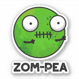 Zom-pea Funny Halloween Zombie Pea Pun Aufkleber