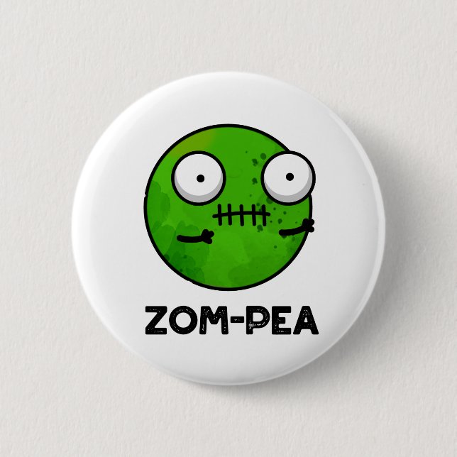 Zom-pea Funny Halloween Zombie Pea Pun Button (Vorderseite)