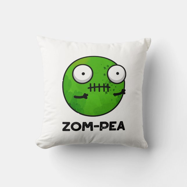 Zom-pea Funny Halloween Zombie Pea Pun Kissen (Vorderseite)