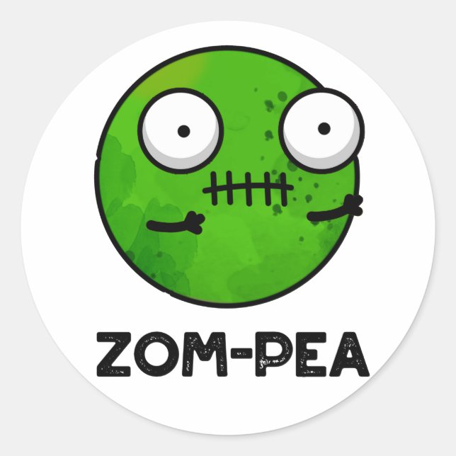 Zom-pea Funny Halloween Zombie Pea Pun Runder Aufkleber (Vorderseite)