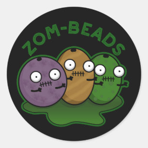 Zom-Perlen Funny Halloween Zombie Beads Pun Dark B Runder Aufkleber