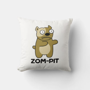 Zom-pit Funny Halloween Zombie Pit Bull Pun Kissen