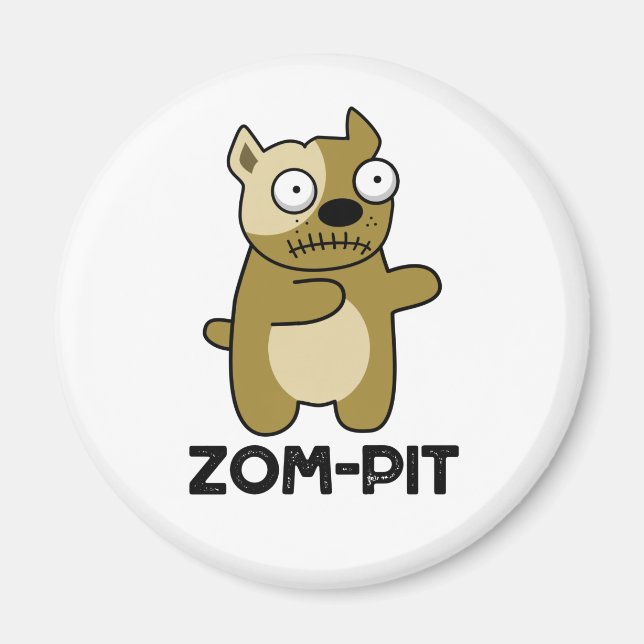 Zom-pit Funny Halloween Zombie Pit Bull Pun Magnet (Vorne)