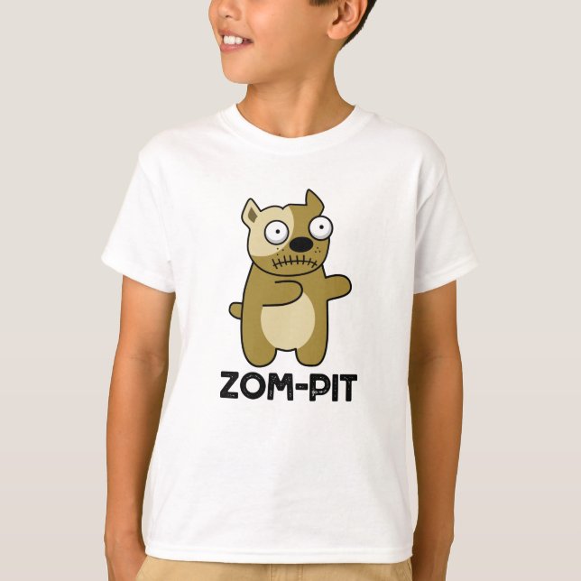 Zom-pit Funny Halloween Zombie Pit Bull Pun T-Shirt (Vorderseite)