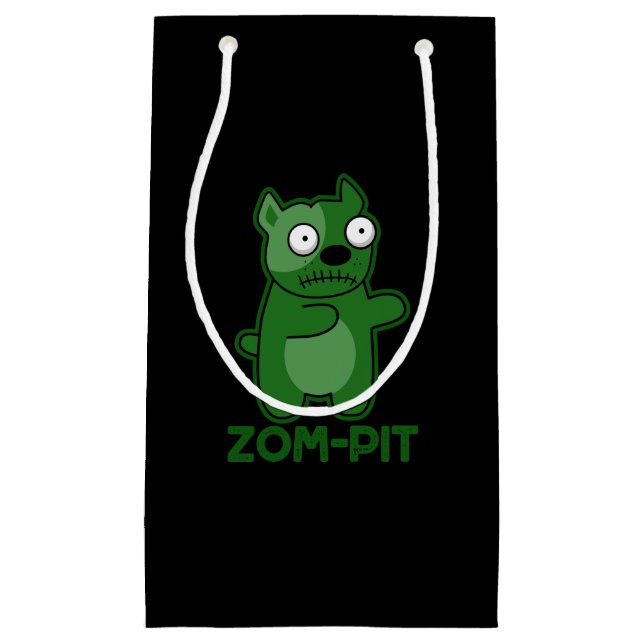 Zom-pit Funny Halloween Zombie Pun Dark BG Kleine Geschenktüte (Vorderseite)