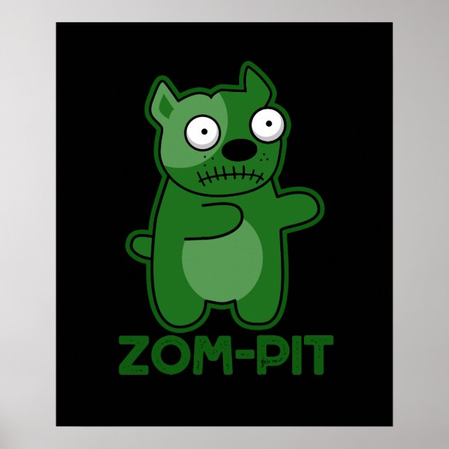 Zom-pit Funny Halloween Zombie Pun Dark BG Poster (Vorne)