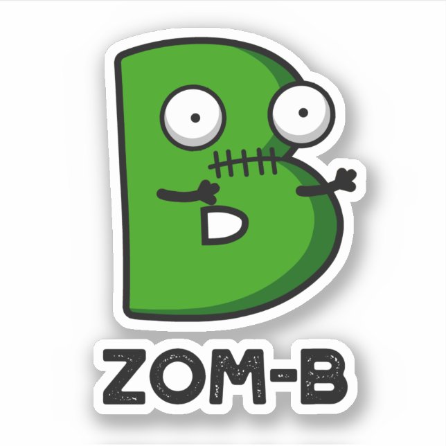 Zomb-b Funny Halloween Zombie Alphabet B Pub Aufkleber (Vorderseite)