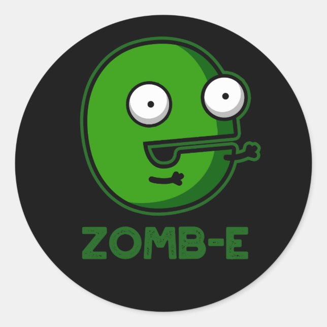 Zomb-E Funny Halloween Zombie Alphabet Pun Runder Aufkleber (Vorderseite)