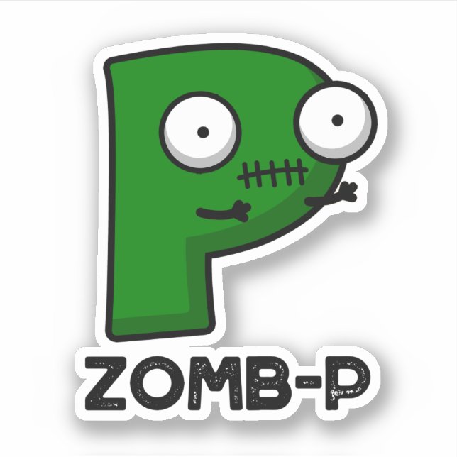 Zomb-P Funny Halloween Zombie Alphabet Pun Aufkleber (Vorderseite)