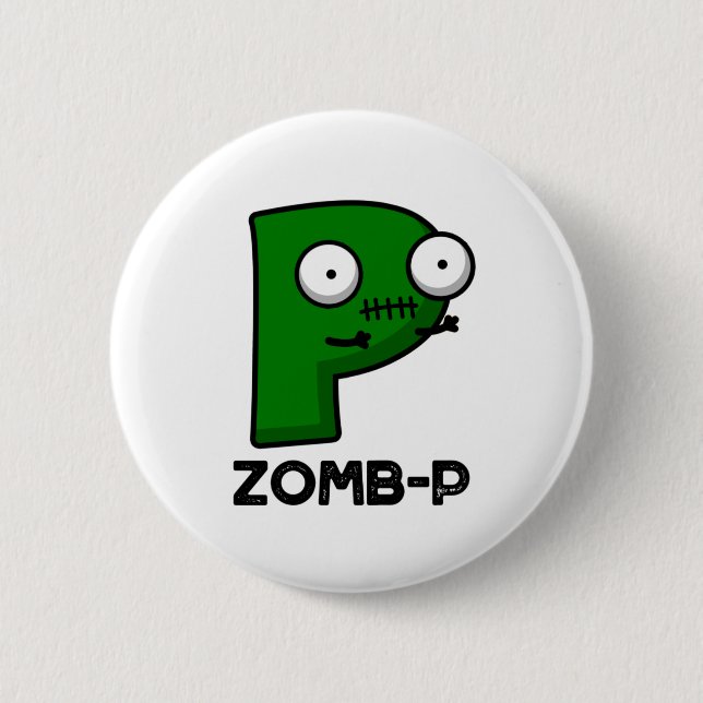 Zomb-P Funny Halloween Zombie Alphabet Pun Button (Vorderseite)