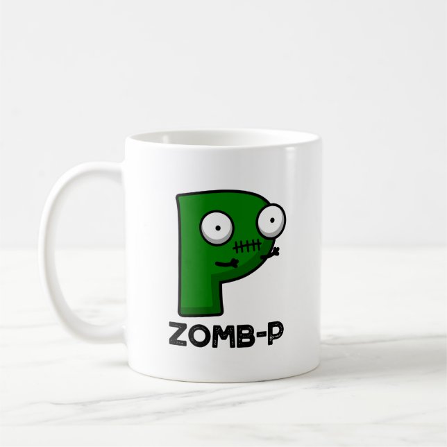 Zomb-P Funny Halloween Zombie Alphabet Pun Kaffeetasse (Links)