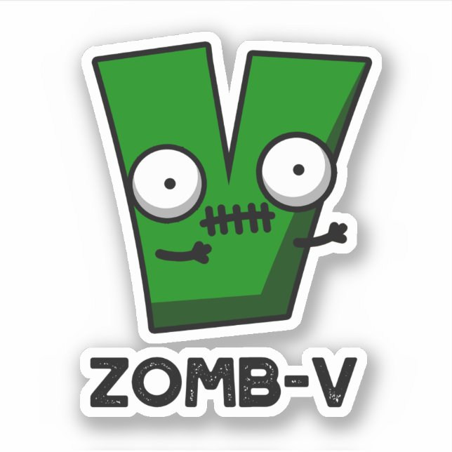 Zomb-V Funny Halloween Zombie Alphabet / Pub Aufkleber (Vorderseite)