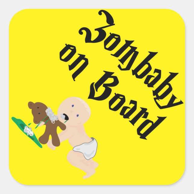 Zombaby an Bord Quadratischer Aufkleber (Vorderseite)