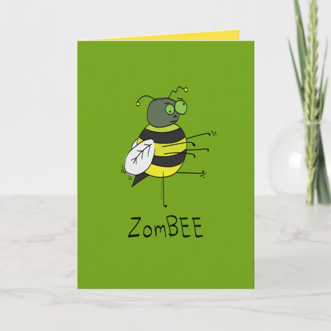 ZomBEE - Funny Halloween Zombie Bee Greeting Card Karte (Vorderseite)