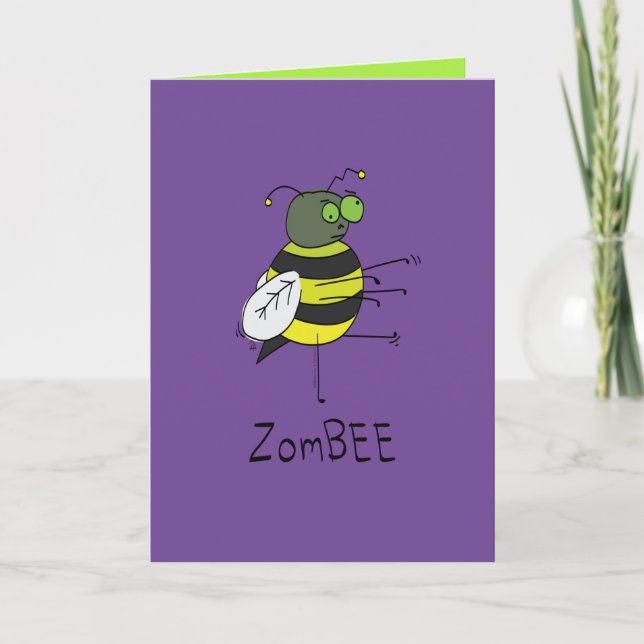 ZomBEE - Funny Halloween Zombie Bee Greeting Card Karte (Vorderseite)