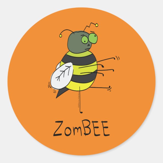 ZomBEE Zombie Bee Funny Halloween Stickers (Vorderseite)