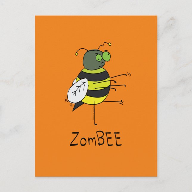 ZomBEE Zombie Bee Funny Postcard Postkarte (Vorderseite)