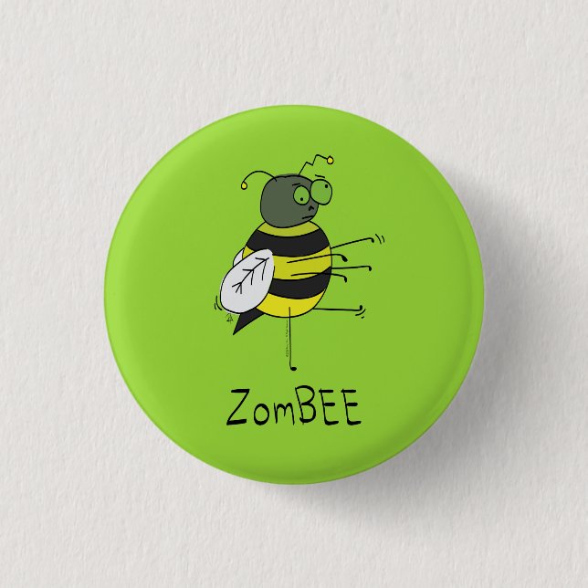 ZomBEE Zombie Bee Halloween Button (Vorderseite)