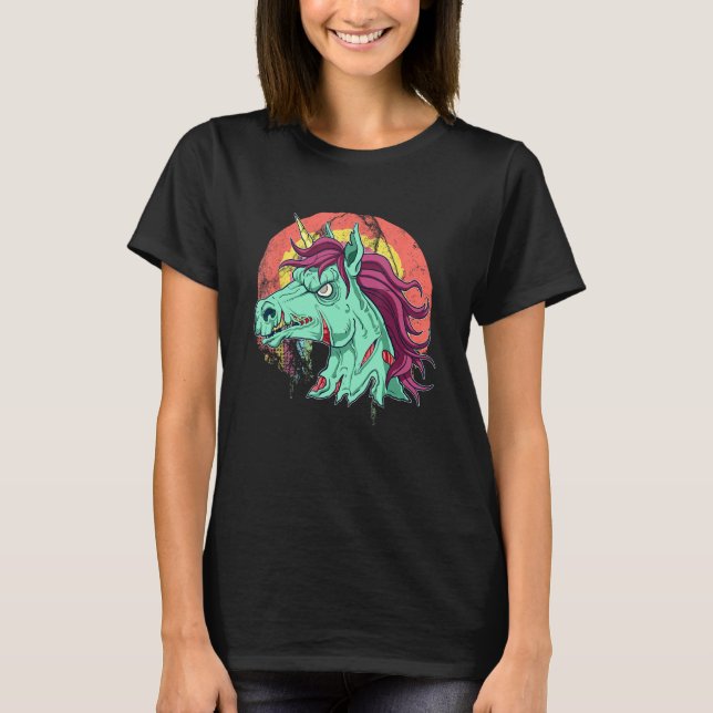 Zombicorn Zombie Unicorn Untotes Beängstigendes Ha T-Shirt (Vorderseite)
