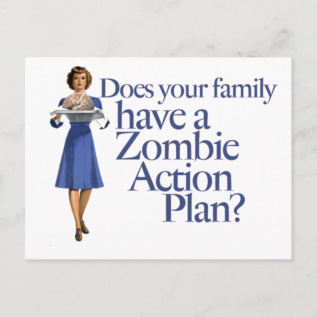 Zombie-Aktionsplan im Vintage-Stil Postkarte (Vorderseite)