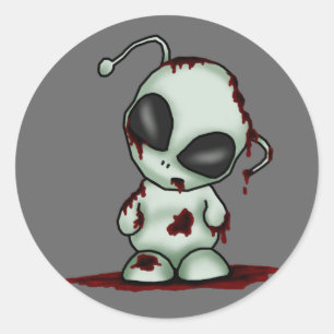 Zombie-alien-Aufkleber Runder Aufkleber