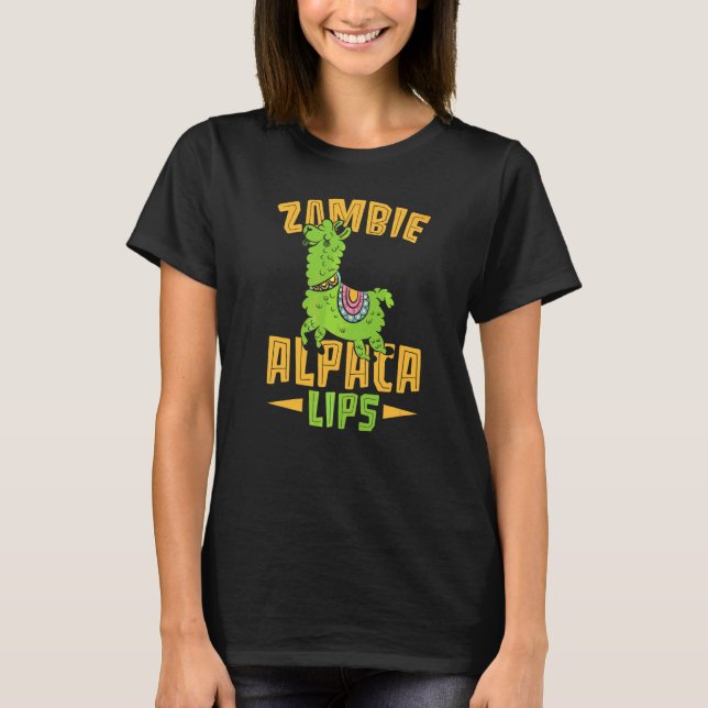 Zombie Alpacalips Lama Alpakafüsterer T-Shirt (Vorderseite)