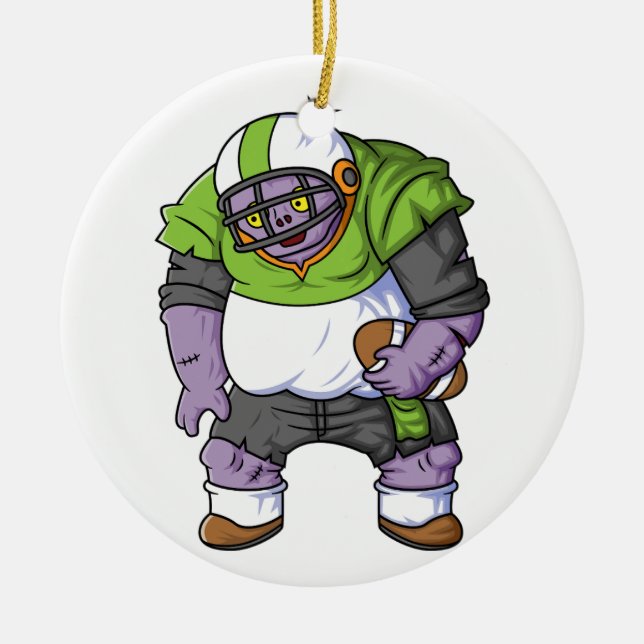 Zombie-amerikanischer Fußballspieler Cartoon cha Keramik Ornament (Vorne)