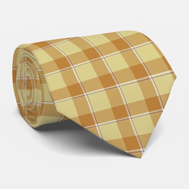 Zombie and Copper Plaid Tan Beige Neck Tie Krawatte (Gerollt)