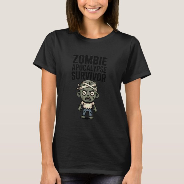 Zombie Apocalypse Survivor Funny Horror Halloween T-Shirt (Vorderseite)