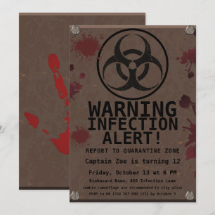 Zombie-Apokalypse-Geburtstag   Halloween-Biohazard Einladung