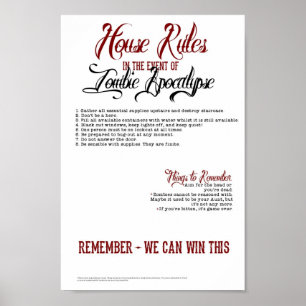 Zombie Apokalypse House Rules Poster