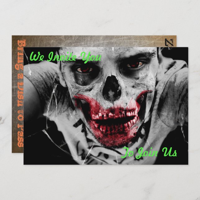 Zombie-Apokalypse-Party Einladung (Vorne/Hinten)