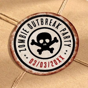 Zombie-Apokalypse-Party mit Totenkopf Runder Aufkleber