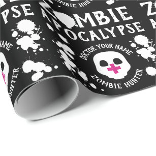 Zombie Apokalypse Personalisiert Schwarz/Weiß Geschenkpapier