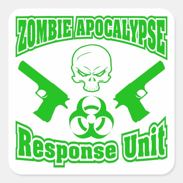 Zombie Apokalypse Response Unit Quadratischer Aufkleber (Vorderseite)