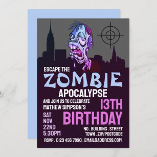 Zombie Apokalypse Thema Escape Room Geburtstagspar Einladung