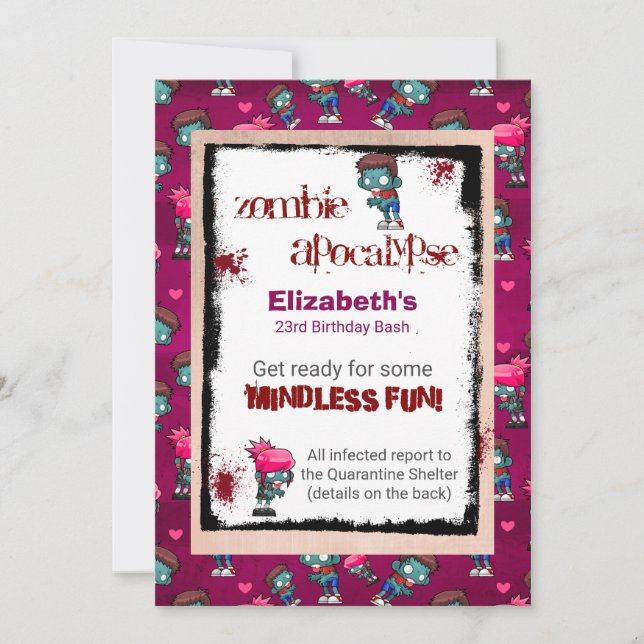 Zombie Apokalypse ThemenGeburtstagsparty Einladung (Vorderseite)