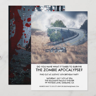 Zombie-Apokalypse-Überlebensparty-Einladung Einladung